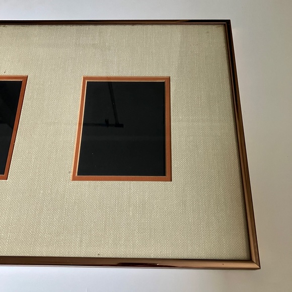 Vintage copper rectangular picture frame oatmeal canvas matting - Picture 4 of 13